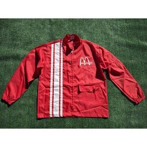 Vintage 70s 80s McDonald's Restaurant Red Nylon Jacket Windbreaker Size Medium
